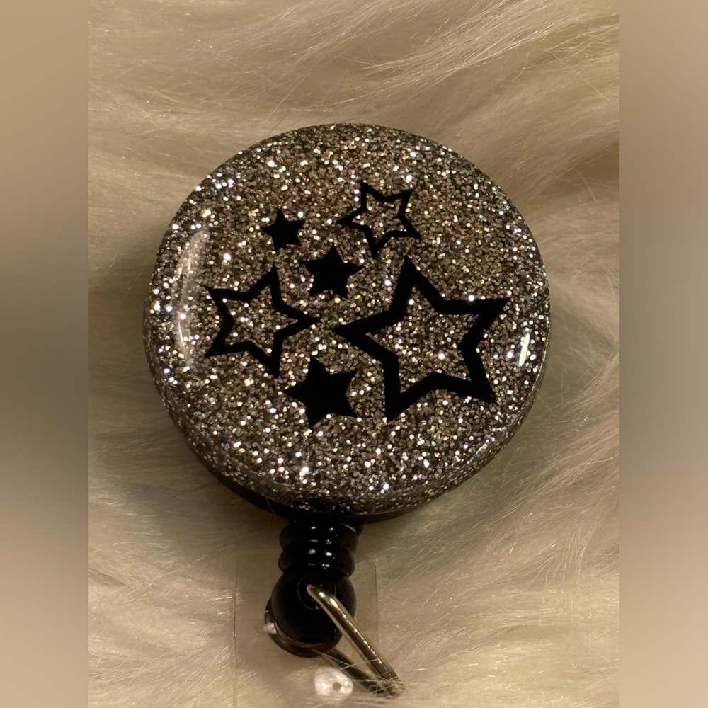 Hand crafted badge reel with clip